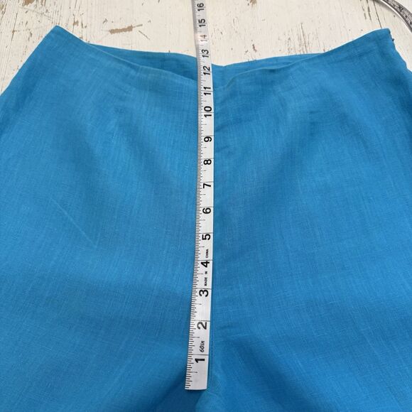 Ecologie Pants Cropped Women's Size 10 Blue 100% Linen Embroidered - Picture 7 of 9